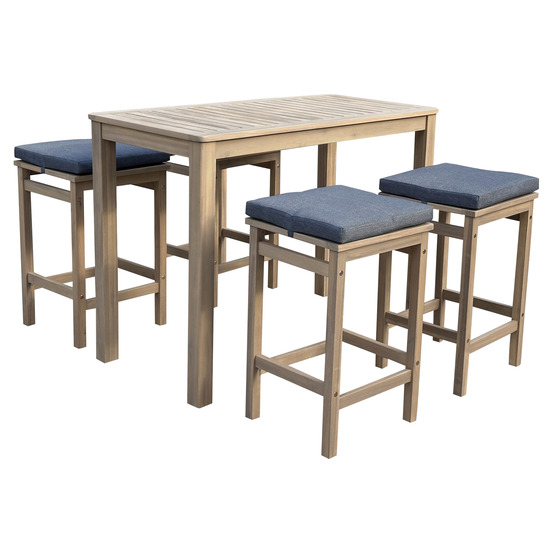 Mange debout aruba en acacia 4 places - coussins gris