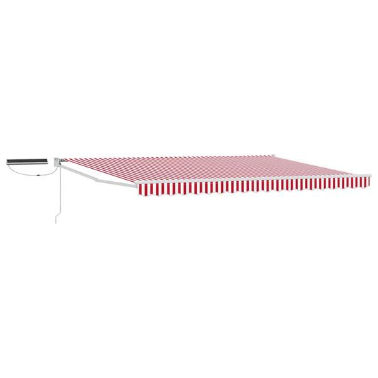 Auvent rétractable électrique rouge et blanc 5 x 3 m