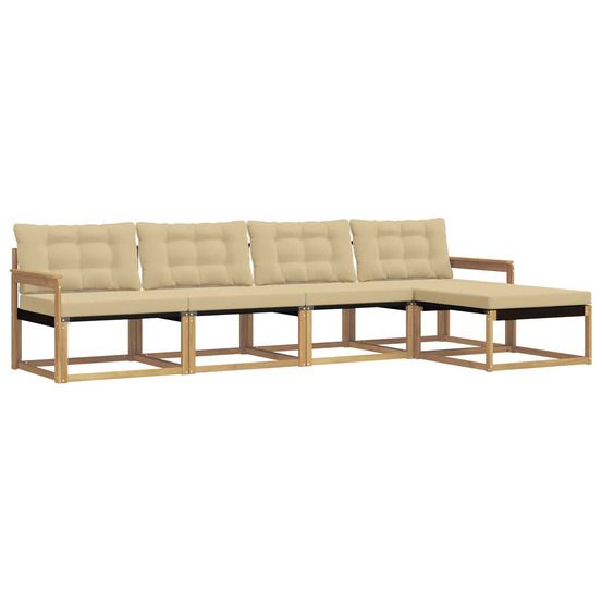 Ensemble de canapés d'extérieur 5 pc blanc et beige
