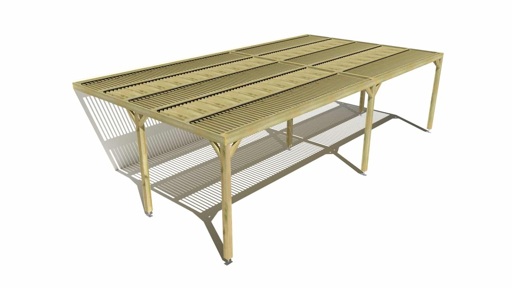 Pergola bois • 9m x 5m • adossée • sens largeur • lames orientables bioclimatiques incluses • livraison comprise