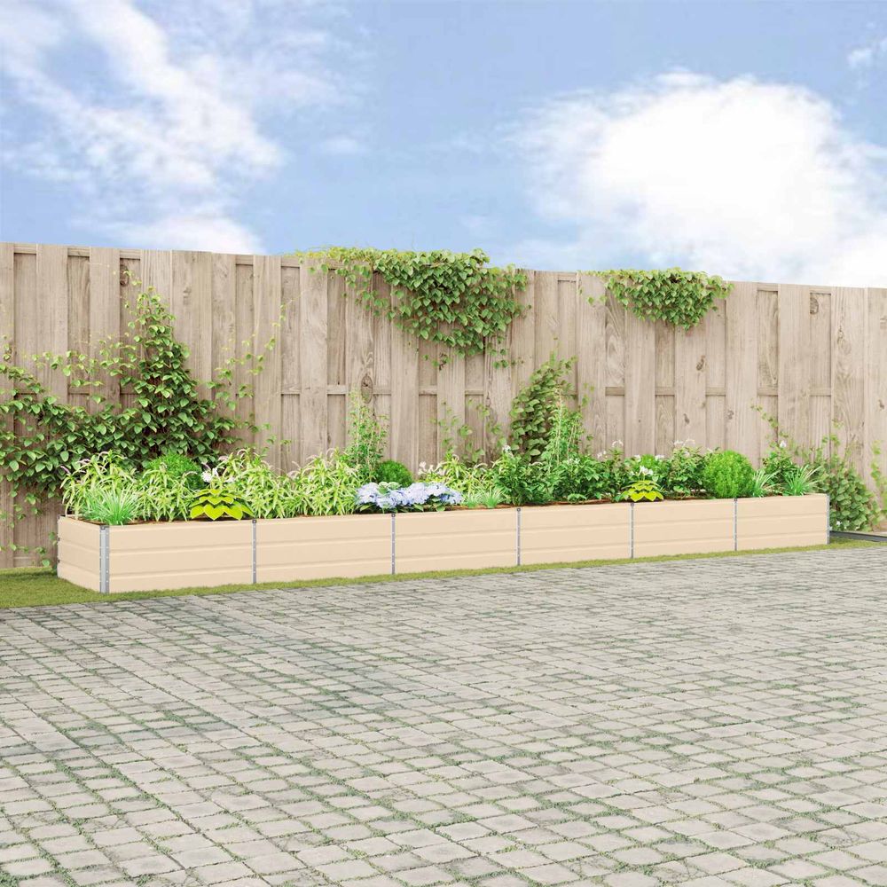 Jardinière géante acier galvanisé pour collectivités 580x100x45 cm ivoire