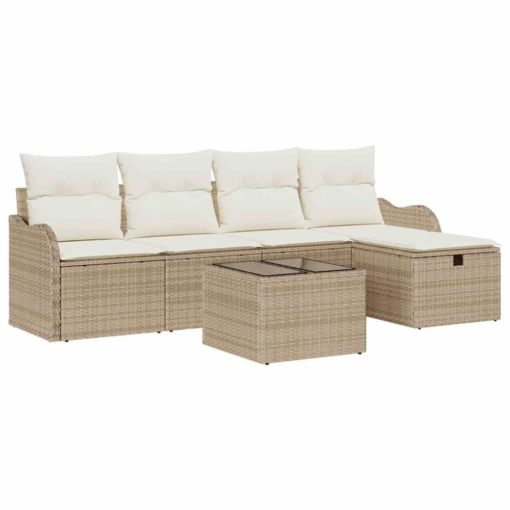 Ensemble de canapé de jardin 6 pcs beige poly rotin