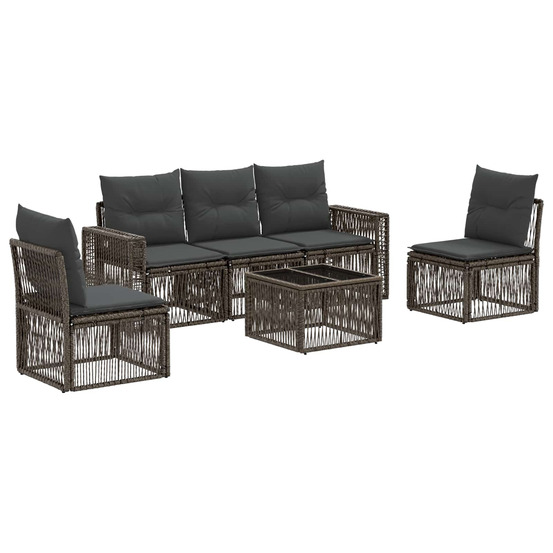 Ensemble de canapé de jardin 6 pcs gris et gris foncé polyrotin