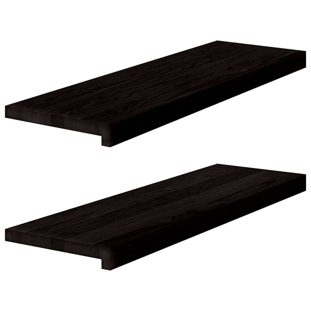 Marches d'escalier 2 pcs marron foncé 80x30x2 cm chêne massif