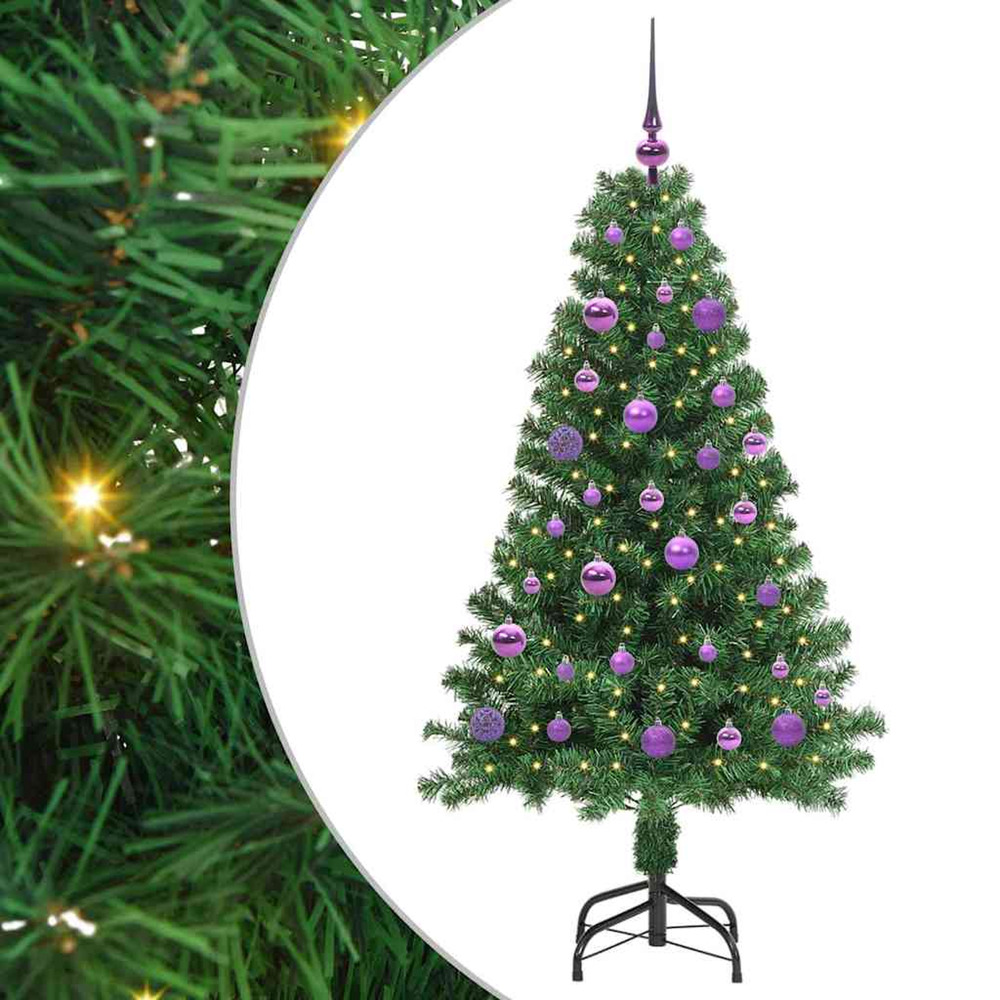 Sapin de noël artificiel vert 150 cm pvc, acier et plastique
