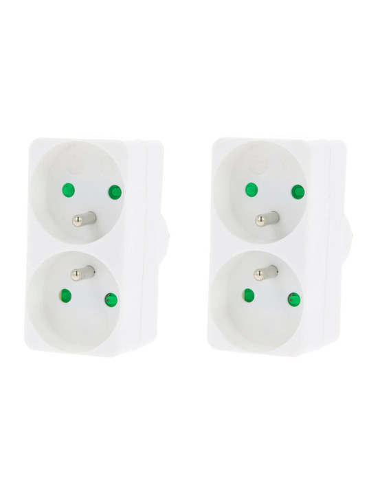 Multiprise rectangulaire 2 x 16 a blanche lot de 2 - profile