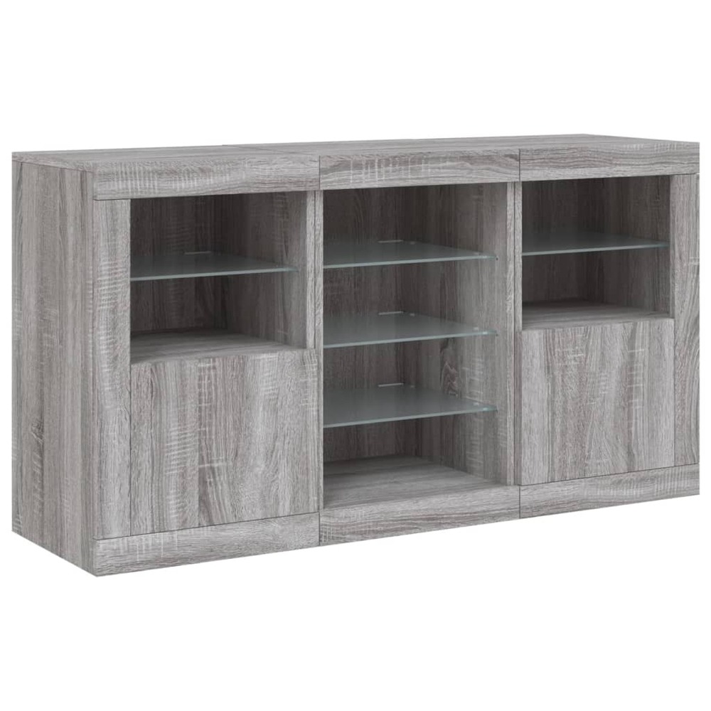 Buffet bahut commode armoire meuble de rangement organisateur cuisine salle de séjour salon avec lumières led sonoma 123 x 37