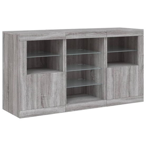 Buffet bahut commode armoire meuble de rangement organisateur cuisine salle de séjour salon avec lumières led sonoma 123 x 37