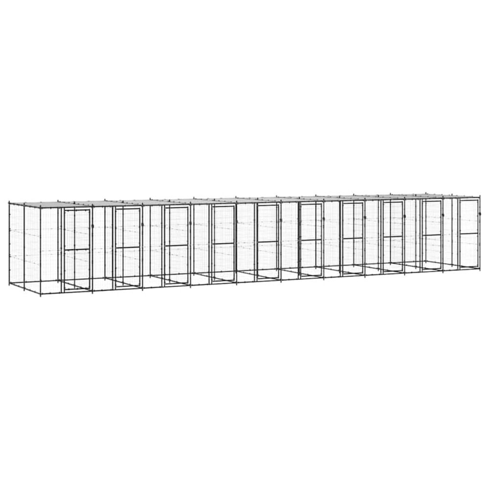Chenil extérieur acier avec toit 24,2 m²
