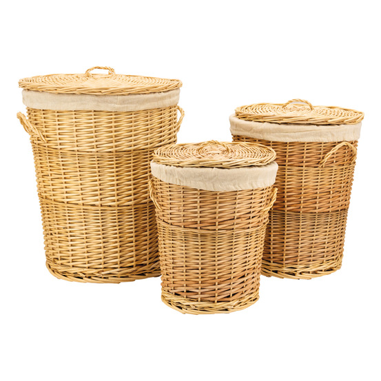 Coffres à linge en osier blanc (lot de 3)