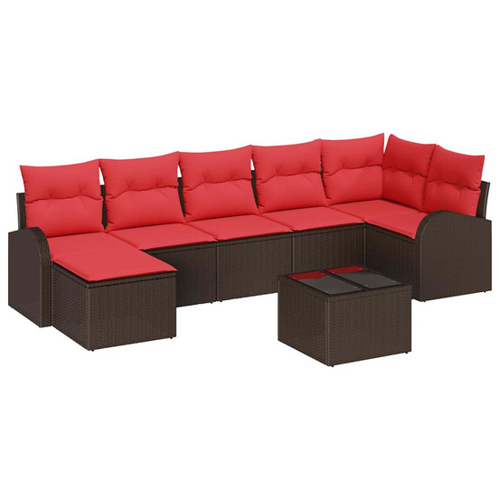 Ensemble de canapé de jardin 8 pcs marron poly rattan