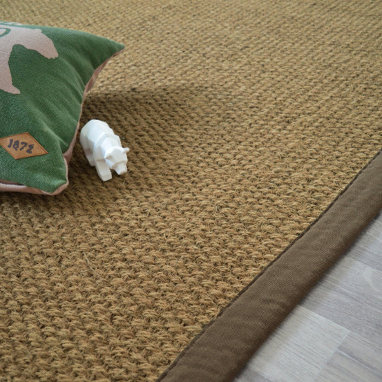 Tapis coco - delhi panama - ganse coton marron - 160 x 230 cm