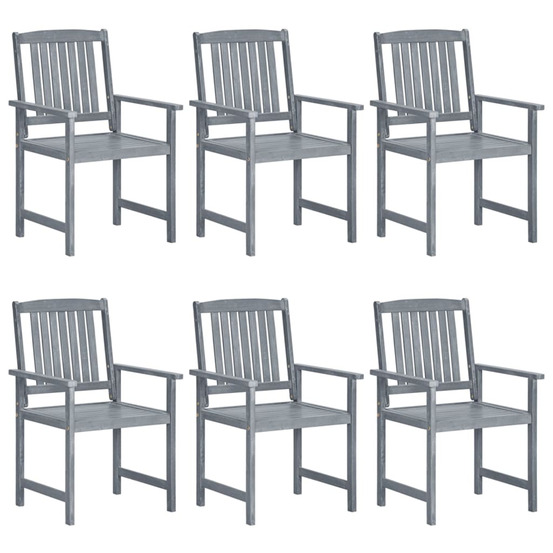 Chaises de jardin lot de 6 bois d'acacia massif gris