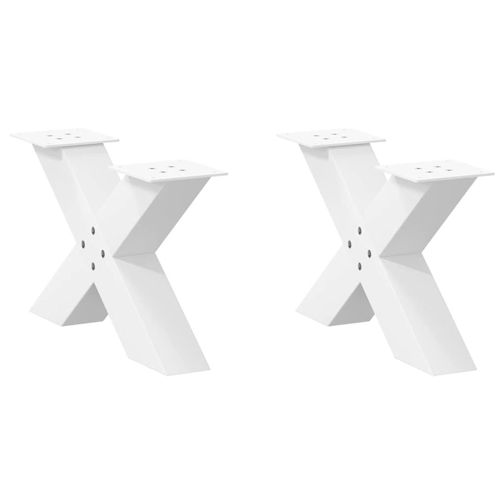 Pieds de table basse en forme de x, 2 pièces, blanc, 50 x (30-31) cm, acier