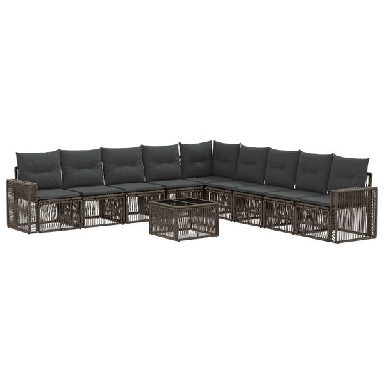 Ensemble de canapé de jardin 10 pc gris et gris foncé polyrotin