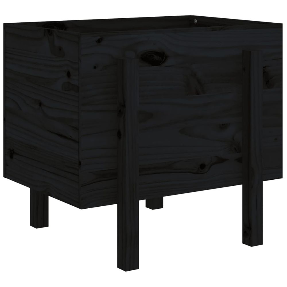 Jardinière d'extérieur noir 62x50x57 cm bois massif de pin