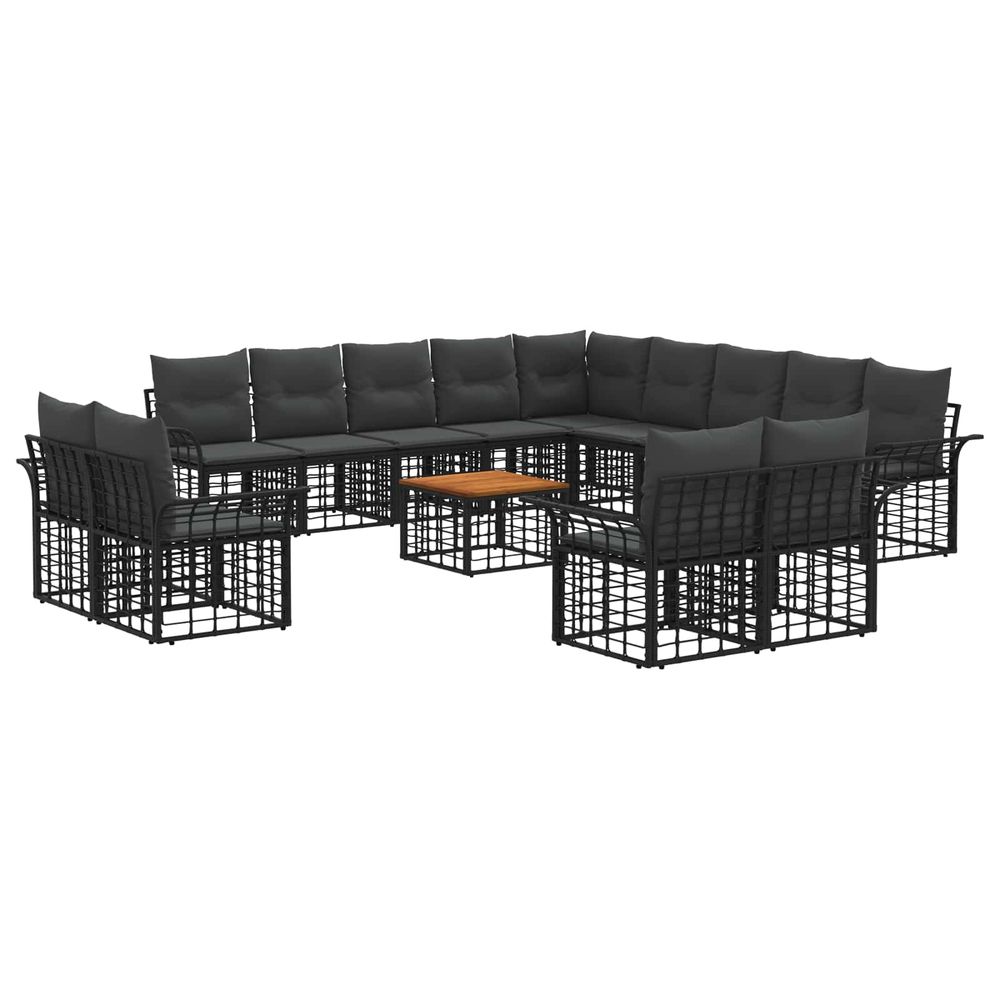 Ensemble de canapés d'extérieur 14 pc noir et gris foncé
