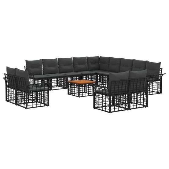 Ensemble de canapés d'extérieur 14 pc noir et gris foncé