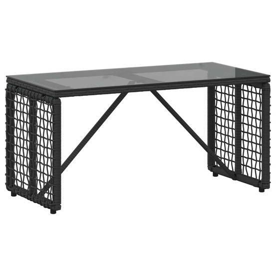 Table de jardin noir 80 x 40 x 40 cm rattan pe et verre