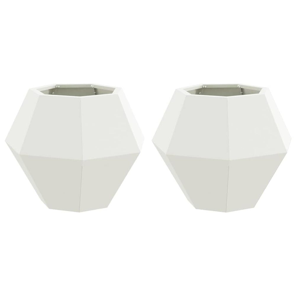 Jardinière d'extérieur 2 pc blanc 50 x 50 x 40 cm acier