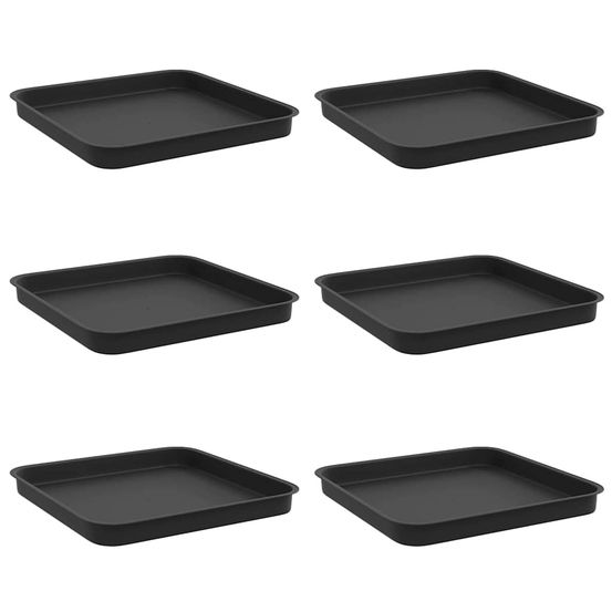 Plateau carré à fleurs 6 pc noir 21 x 21 x 2 cm plastique