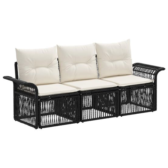 Ensemble de canapé de jardin 3 pc noir polyrotin