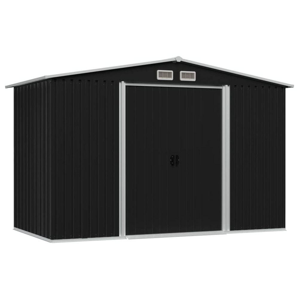 Abri de jardin cabane cabanon maison de stockage remise extérieur hangar outils robuste acier 257 x 205 x 178 cm anthracite 0