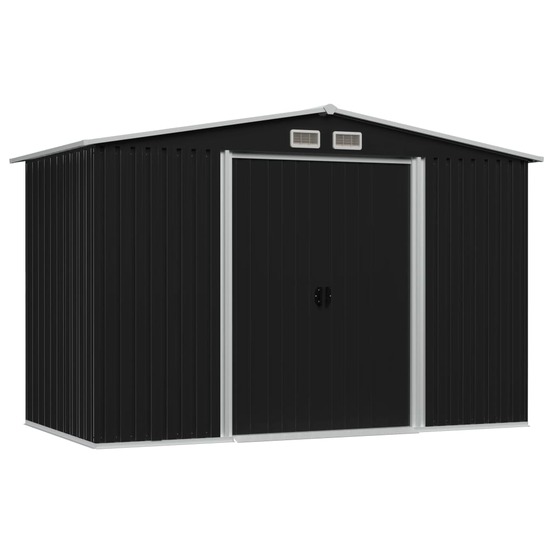 Abri de jardin cabane cabanon maison de stockage remise extérieur hangar outils robuste acier 257 x 205 x 178 cm anthracite 0