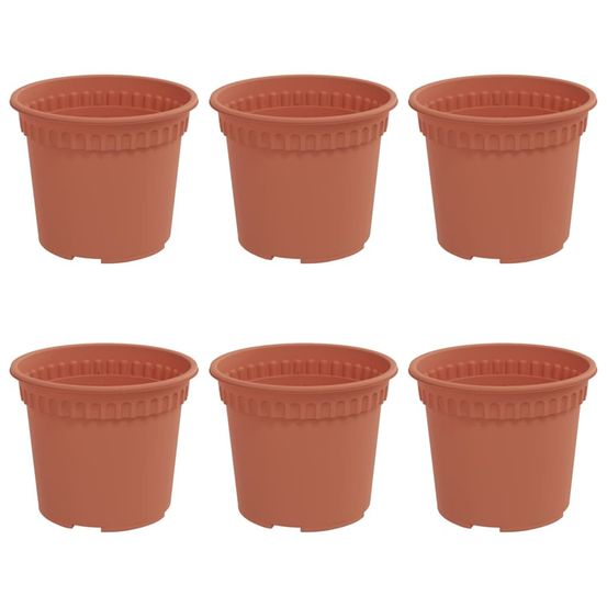 Pot à fleurs rond 6 pc rouge brique ø 12,5 x 10 cm plastique