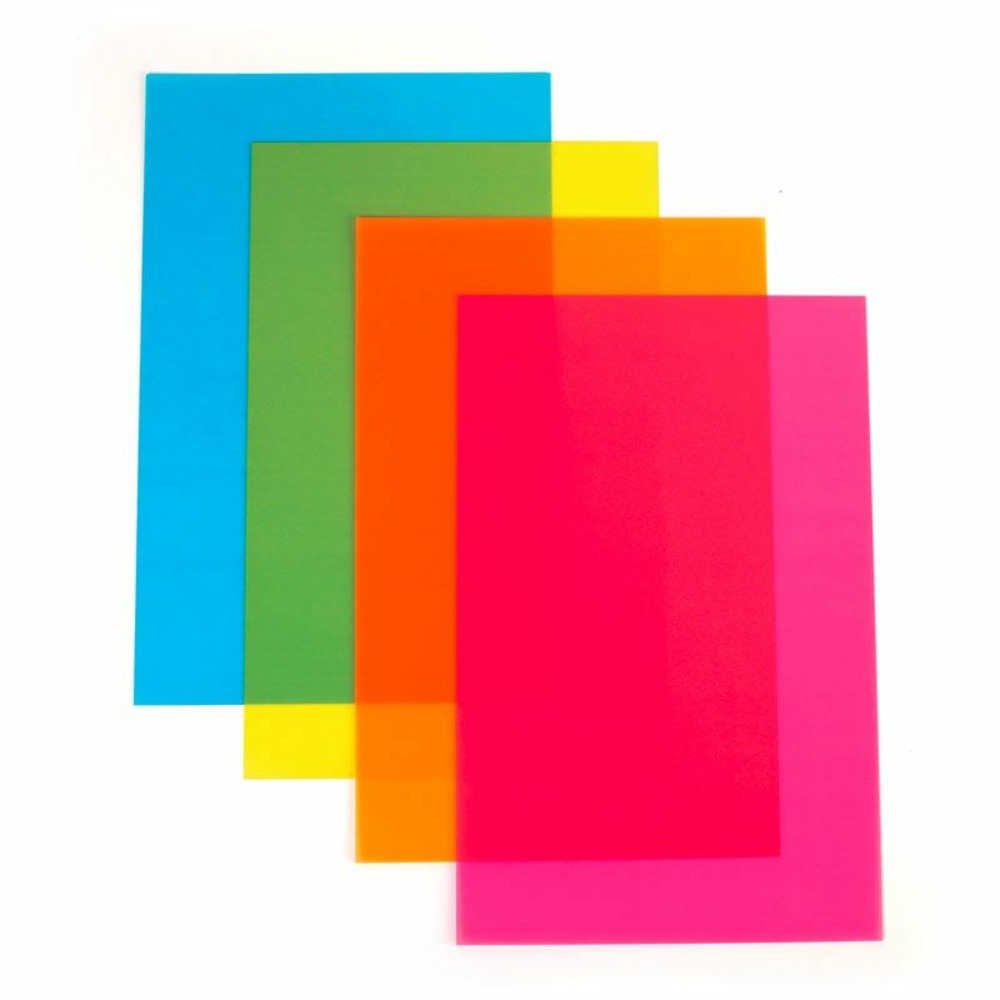 4 feuilles de plastique dingue fluorescentes