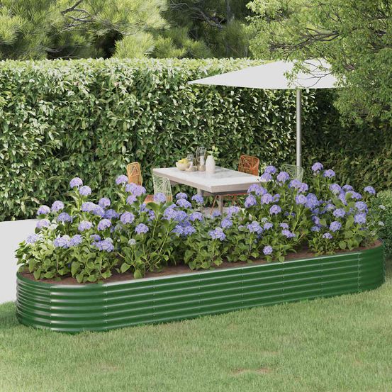 Carré potager acier galvanisé ovale pour jardin potager vert 322cm