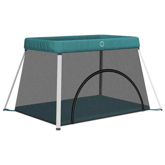 Parc pour bébé avec matelas vert tissu de lin