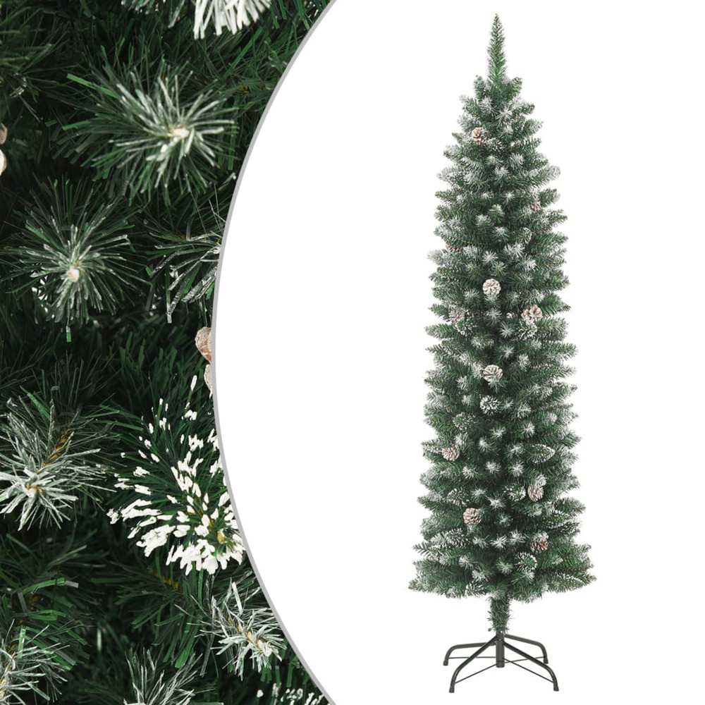 Sapin de noël artificiel mince avec support 210 cm pvc