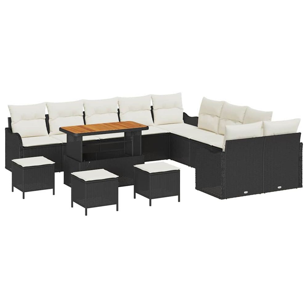 Ensemble de canapé de jardin 14 pc noir polyrotin