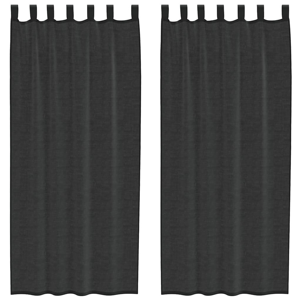 Rideaux en voile avec passants 2 pcs noir