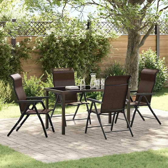 Ensemble de salle à manger pour jardin 5 pcs marron