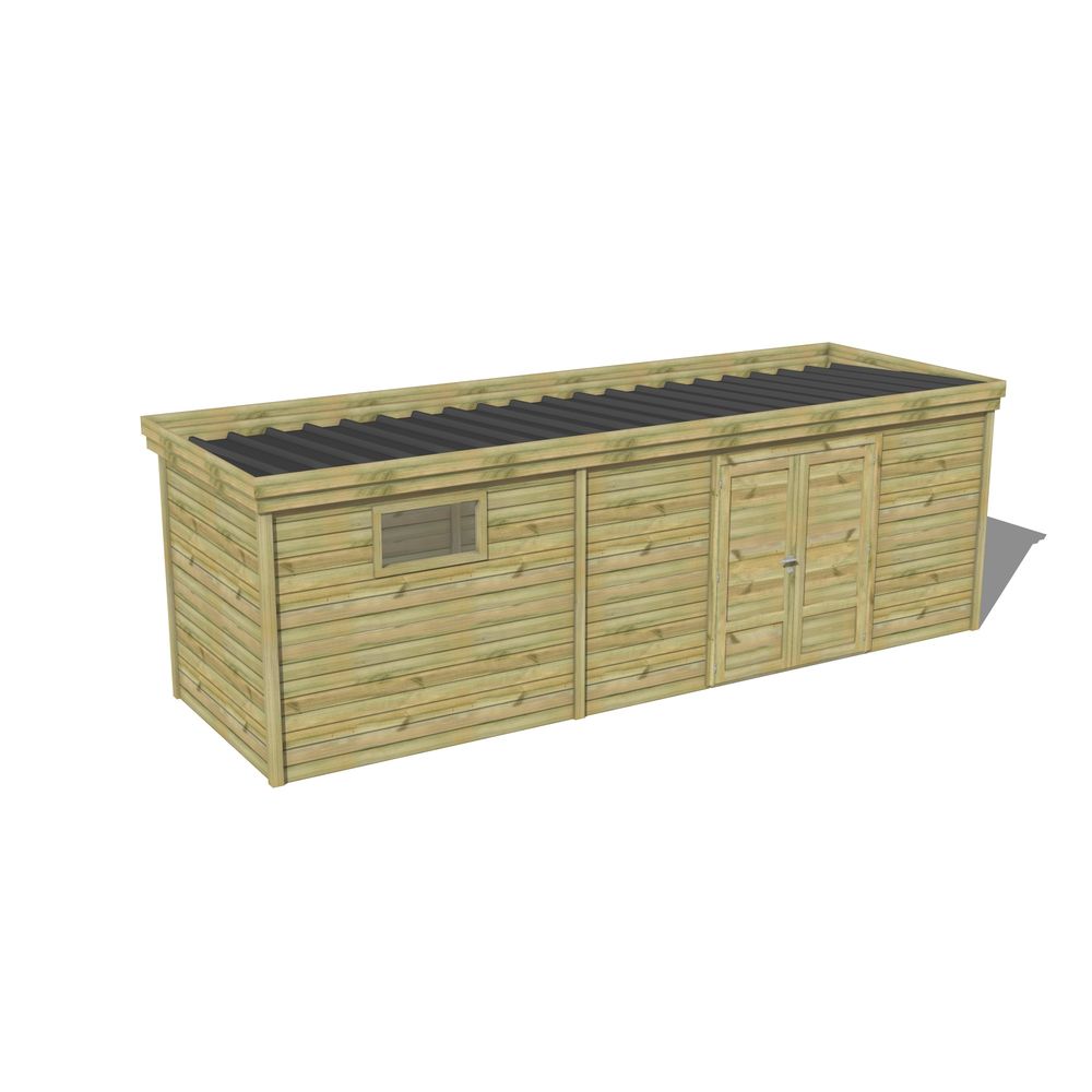 Abri de jardin bois pin traité autoclave 27mm - 6,895x2,14m / 15m2 - bac acier - abri français