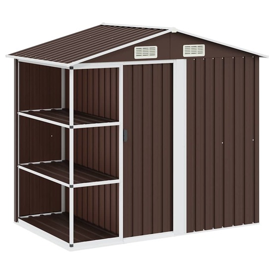 Abri de jardin avec étagère marron 205x130x183 cm fer