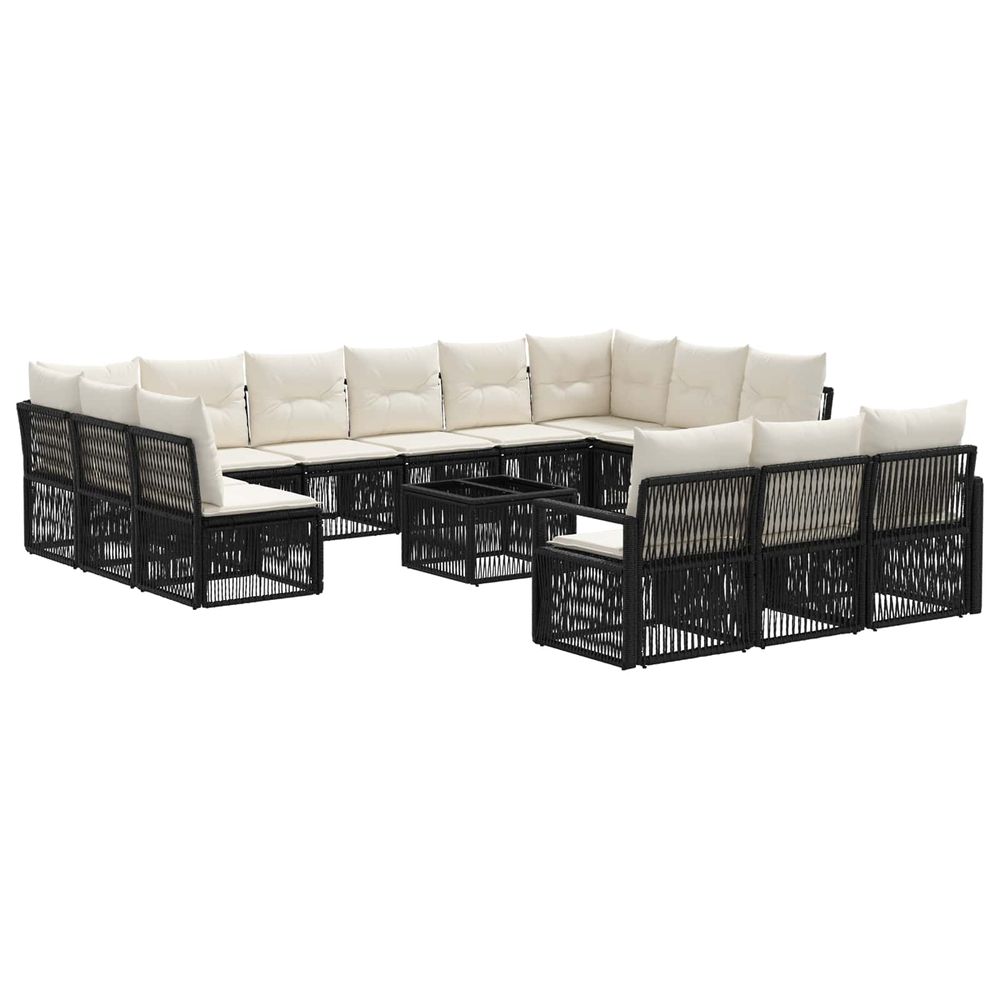 Ensemble de canapé de jardin 14 pc noir polyrotin