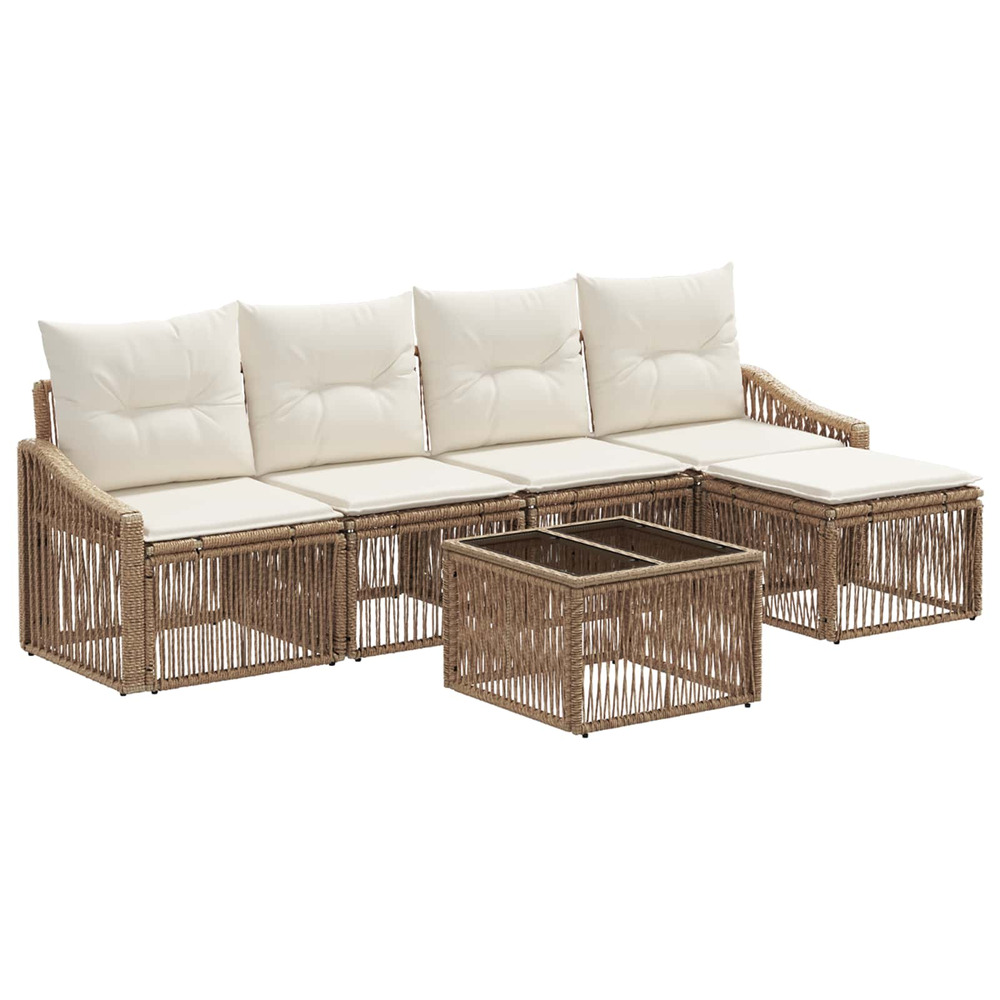 Ensemble de canapé de jardin 6 pcs beige polyrotin