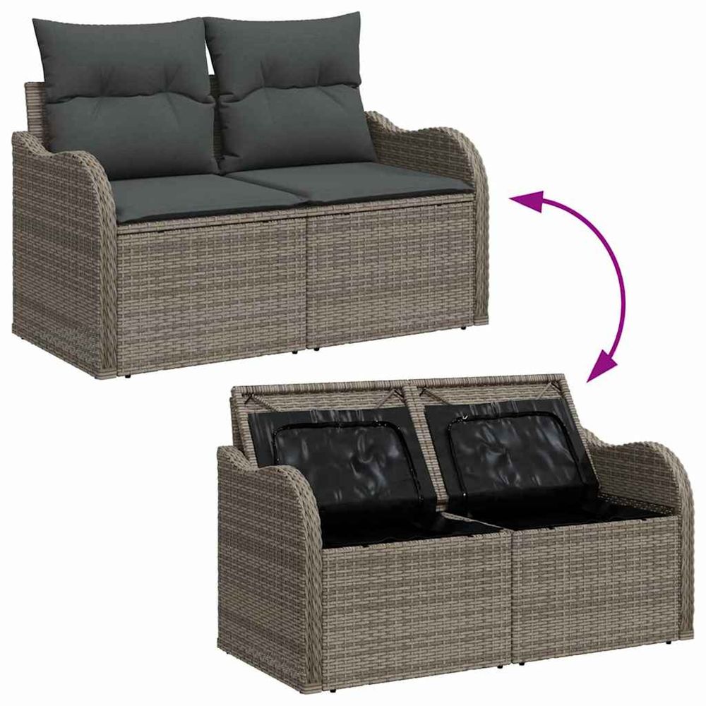 Ensemble de canapé de jardin 9 pc gris poly rotin