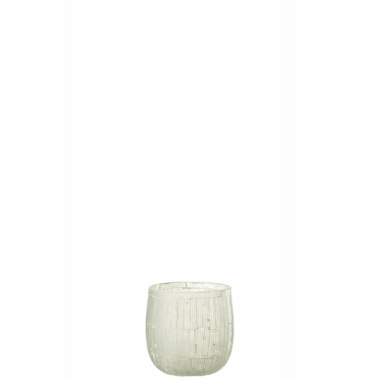 Photophore avec mosaïques en verre gris 11x11x13 cm