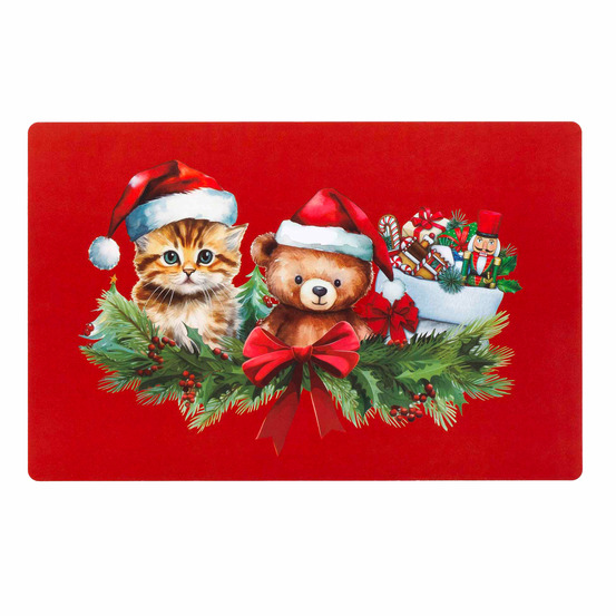 Set de table opaque chat et ourson de noel