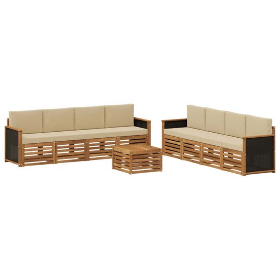 Ensemble de canapés d'extérieur 9 pc naturel et beige