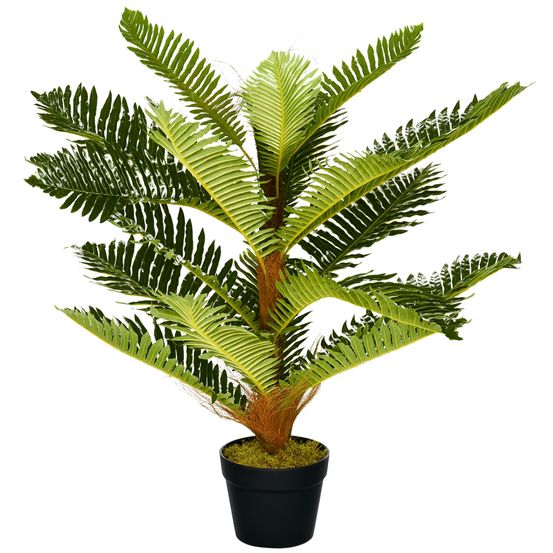 Palmier artificiel peva ambiance végétale intérieur 18 grandes feuilles 85cm vert
