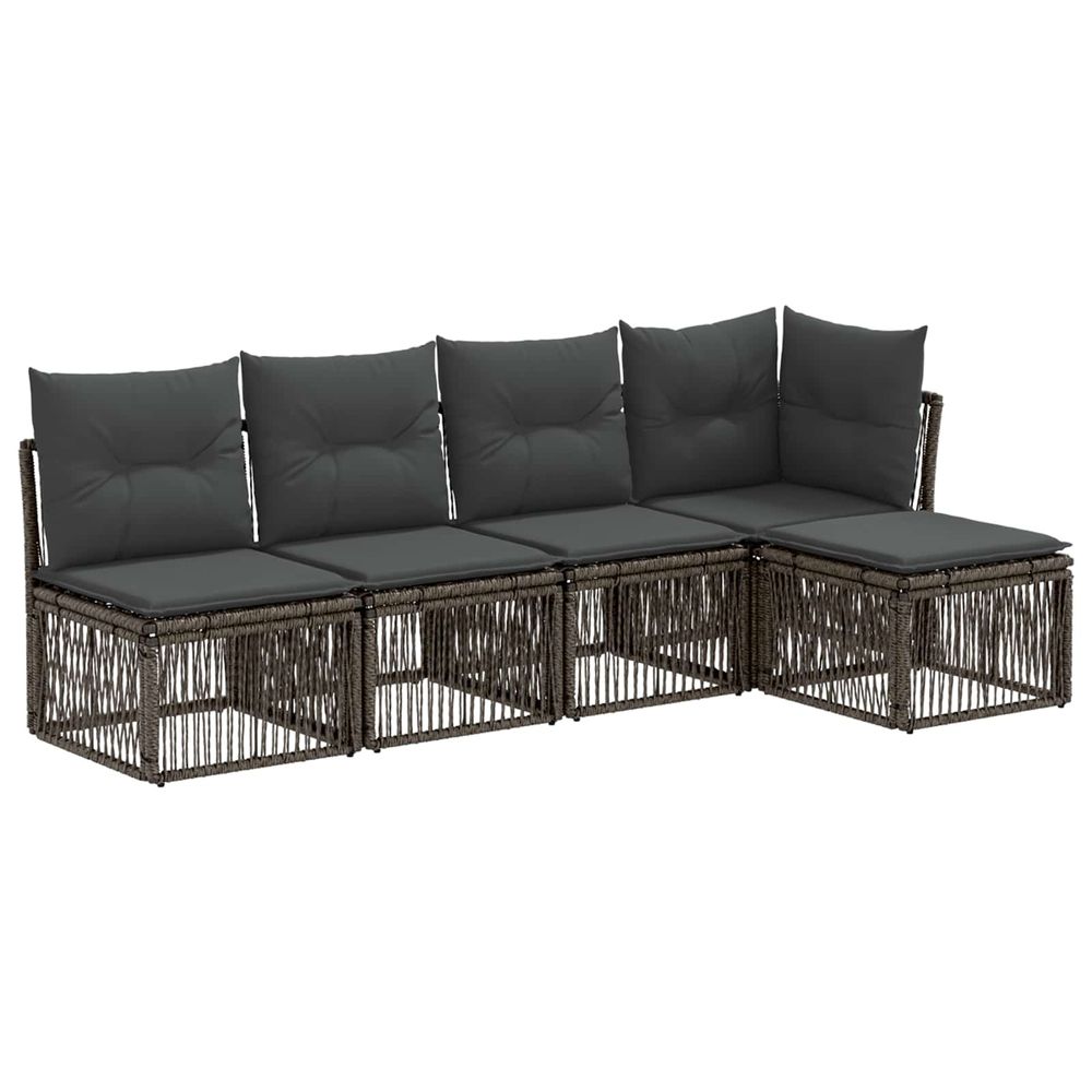Ensemble de canapé de jardin 5 pc gris polyrotin