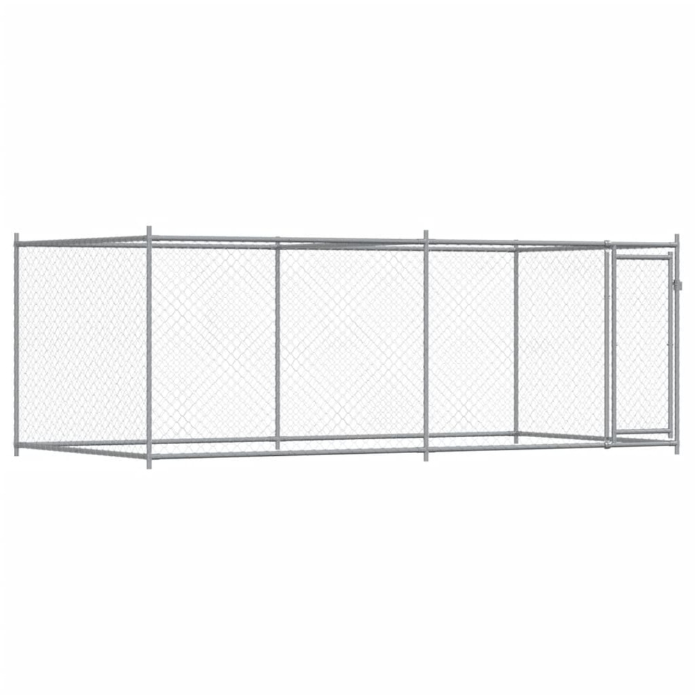 Cage pour chien avec porte gris 4x2x1,5 m acier galvanisé