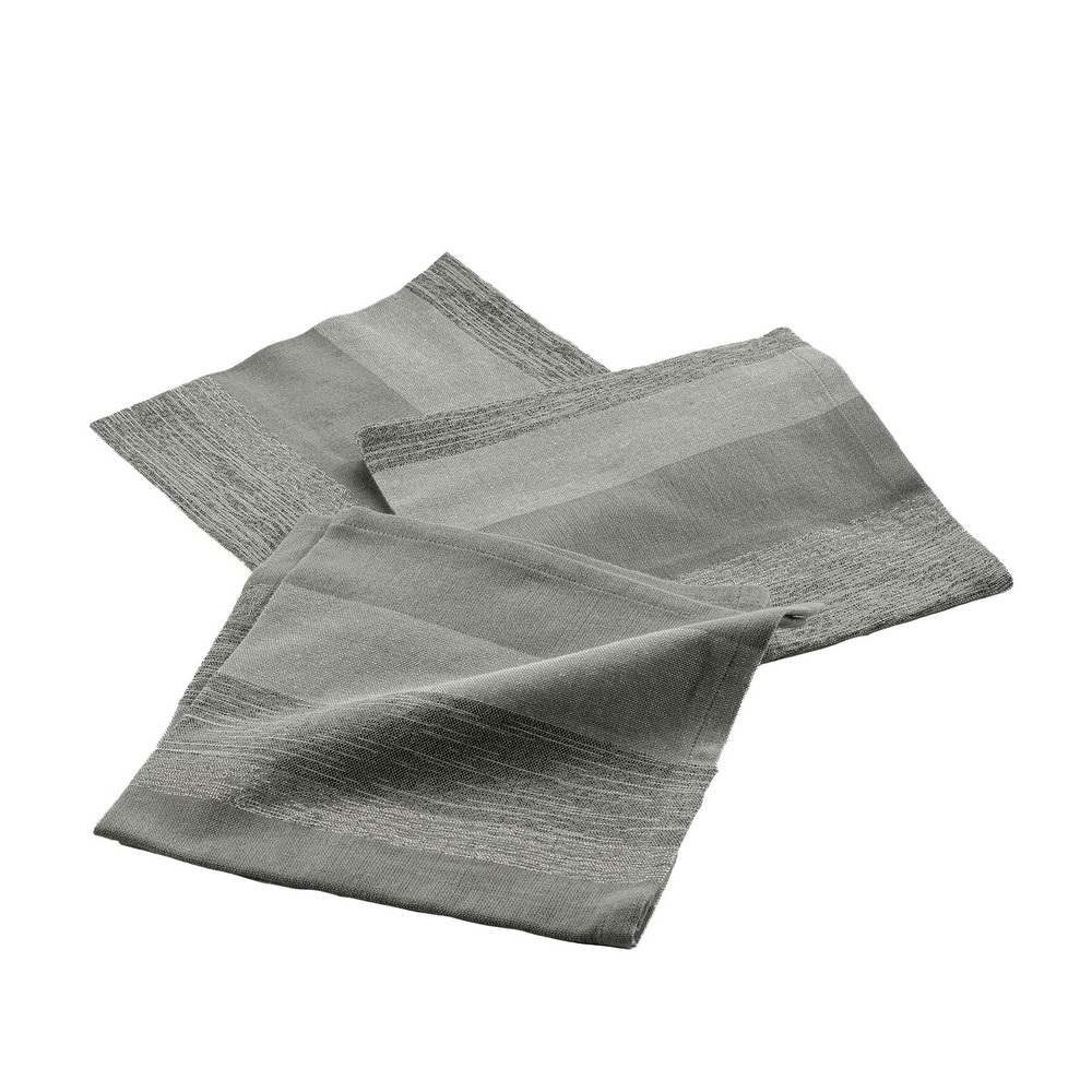 3 serviettes de table coton eldora gris argent