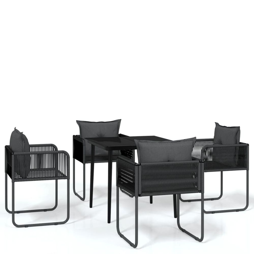 Ensemble à manger de jardin 5 pcs noir