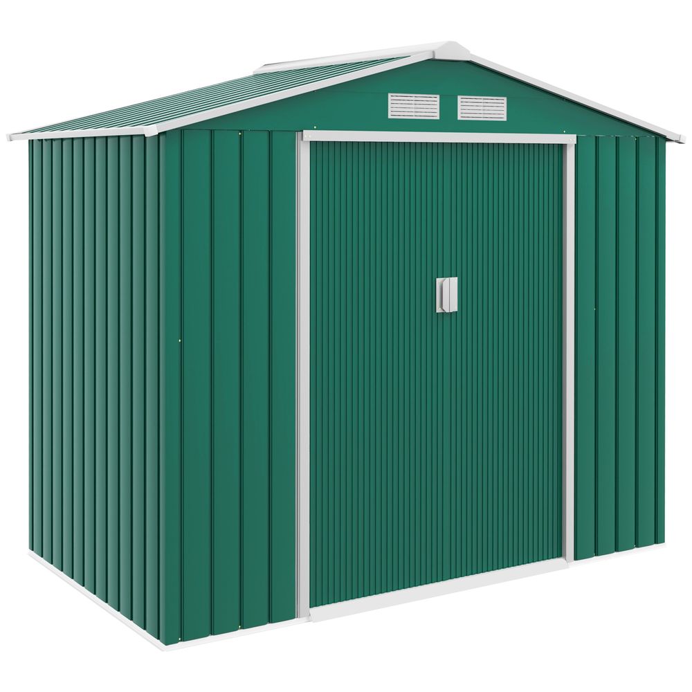 Abri de jardin en acier galvanisé aménagement extérieur rangement sécurisé 213x130cm vert - comfortxl outdoor living
